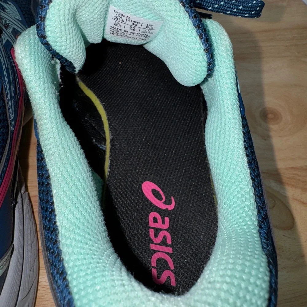 ASICS Gel-Venture 8 Women Navy Pink Mint Trail Running Shoes 1012B230 Size 8.5